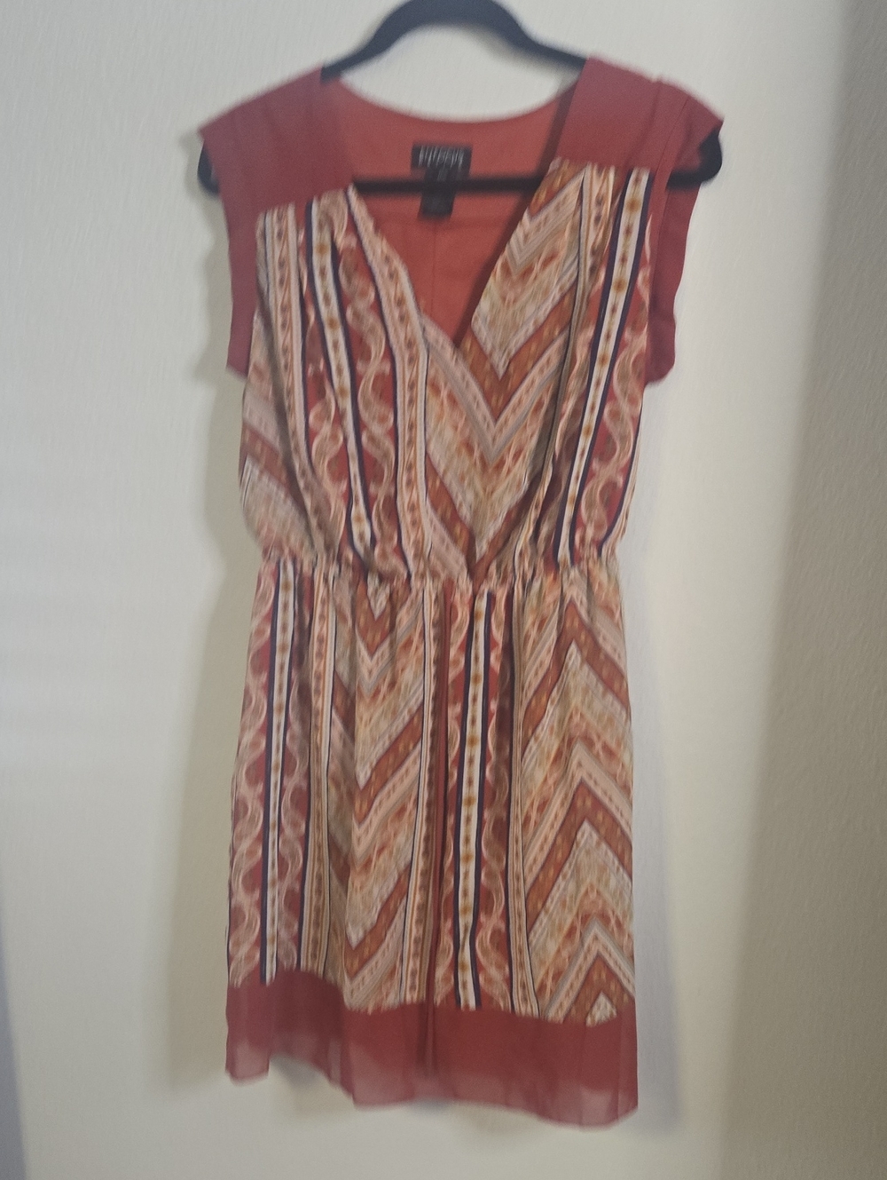 Enfocus Studio Rust Multi-Pattern Cap Sleeve Dress